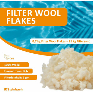 Steinbach | Filter Wool Flakes Filterwolle | 1400 g | ersetzt 50 kg Filtersand | 100% Schurwolle | Kompatibel mit Allen handelsüblichen Sandfilteranlagen | Salzwasser geeignet