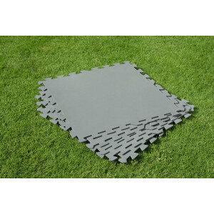 Bestway | Pool-Bodenschutzfliesen Set | XL-Pack 18 Stück á 50 x 50 cm | bis zu 4,5 m² | Grau | idealer Schutz für Pool & Rasen