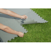 Bestway | Pool-Bodenschutzfliesen Set | XL-Pack 18 Stück á 50 x 50 cm | bis zu 4,5 m² | Grau | idealer Schutz für Pool & Rasen