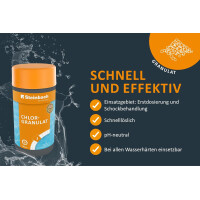 Steinbach | Poolpflege Starter-Set | Chlorgranulat 1 kg + Kristallklar flüssig 1 l | Perfektes Set zur Reinigung und Wartung | Ideal zur Erstdosierung und Schockbehandlung