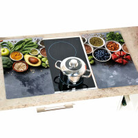 KESPER | Multi-Glasschneideplatte 2er Pack | Material: Glas | Maße: 52 x 30 x 0.5 cm | Motiv: Healthy Kitchen | Herdabdeckung für alle Herdarten | ideale Herdabdeckplatte für jede Küche