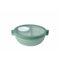 Mepal - Meal Prep Boxen Vita Set - Bento Schüssel + 3-teiliges Besteck-Set Ellipse - Brotdose mit Fächern - Extra Fach mit Deckel, Dressing-Deckel & Tablett - Bentobox - 1500 ml - Nordic Sage