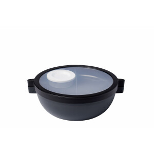 Mepal - Meal Prep Boxen Vita Set - Bento Schüssel + 3-teiliges Besteck-Set Ellipse - Brotdose mit Fächern - Extra Fach mit Deckel, Dressing-Deckel & Tablett - Bentobox - 1500 ml - Nordic Black