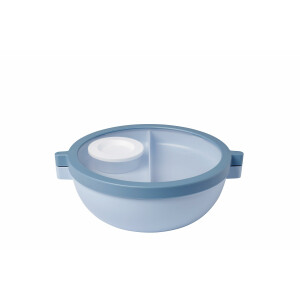 Mepal - Meal Prep Boxen Vita Set - Bento Schüssel + 3-teiliges Besteck-Set Ellipse - Brotdose mit Fächern - Extra Fach mit Deckel, Dressing-Deckel & Tablett - Bentobox - 1500 ml - Nordic Blue