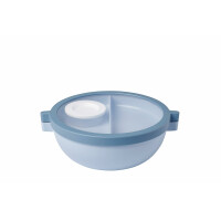 Mepal - Meal Prep Boxen Vita Set - Bento Schüssel + 3-teiliges Besteck-Set Ellipse - Brotdose mit Fächern - Extra Fach mit Deckel, Dressing-Deckel & Tablett - Bentobox - 1500 ml - Nordic Blue