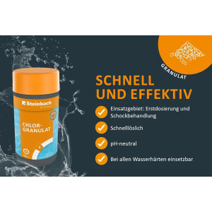 STEINBACH | Wasserpflege Starter Set I Pool Chlor Starterset für Einsteiger I Mini-Multitabs, Kristallklar, Dosierschwimmer, Testkit, pH-Senker & Chlorgranulat | Pool-Zubehör-Set für Anfänger