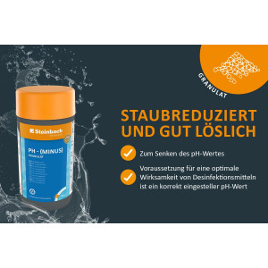 Steinbach | Poolpflege pH-(minus) Granulat | 1,5 kg | zur optimalen pH-Wert-Einstellung | effiziente Wasserpflege | einfache Anwendung