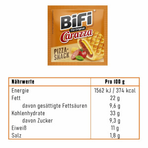 BiFi | Carazza Original | 30er Pack (30 x 40g) | Pizza Snack - Mini Pizza To Go | für Unterwegs, das Büro und die Mittagspause | mit Salami, Pizzasauce und Käse