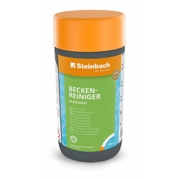 Steinbach | Beckenreiniger alkalisch | kraftvolle Reinigung | schonend zu Oberflächen | ideal für Pools | schnelle Wirkung | Inhalt: 1 Liter