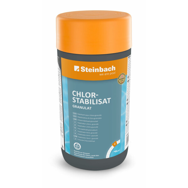 Steinbach | Poolpflege Chlorstabilisat Granulat | 1 kg | ideal für stabile Wasserqualität | effektiv gegen Chlorabbau | einfache Anwendung | für kristallklares Poolwasser