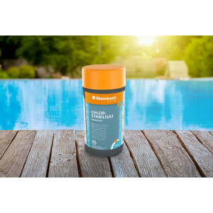 Steinbach | Poolpflege Chlorstabilisat Granulat | 1 kg | ideal für stabile Wasserqualität | effektiv gegen Chlorabbau | einfache Anwendung | für kristallklares Poolwasser