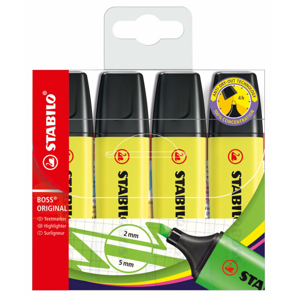 STABILO - Textmarker - BOSS ORIGINAL - 4er Pack - gelb