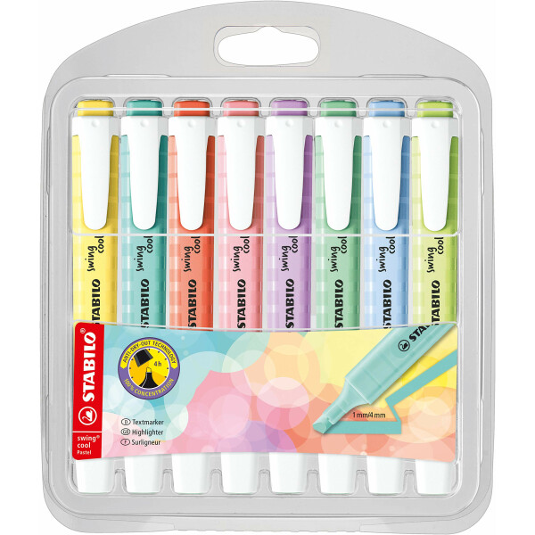 STABILO - Textmarker - swing cool Pastel - 8er Pack - mit 8 verschiedenen Farben