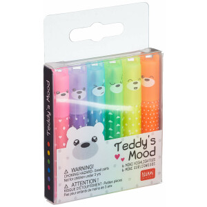 Legami - 6er Set Mini Textmarker Teddys Mood, 6 Stück (1er Pack)