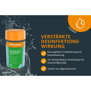 Steinbach | Wasserpflege Sauerstoff Starter Set I Pool Starterset für Einsteiger I Sauerstoffgranulat, Algezid, Sauerstoffaktivator, Testkit | Pool-Zubehör-Set für Anfänger