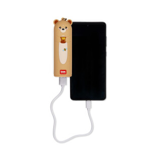 Legami - Tragbares Ladegerät - My Super Power, lädt 2 Geräte gleichzeitig, USB-Kabel Typ C im Lieferumfang enthalten, tragbare Powerbank, Durchmesser 3,5 cm, Höhe 11,60 cm, Teddy Bear
