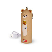 Legami - Tragbares Ladegerät - My Super Power, lädt 2 Geräte gleichzeitig, USB-Kabel Typ C im Lieferumfang enthalten, tragbare Powerbank, Durchmesser 3,5 cm, Höhe 11,60 cm, Teddy Bear