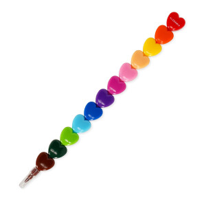 LEGAMI - 12 stapelbare Buntstifte, 12 zum Ausmalen, Buntstifte für Kinder, Pastellkreide in Herzform, Dream in Colour