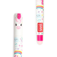 Legami - Radierbarer Gelschreiber, Kugel am Ende zum Entfernen von pinker Tinte, wärmeempfindlich, Durchmesser der Spitze 0,7 mm - Thema Unicorn