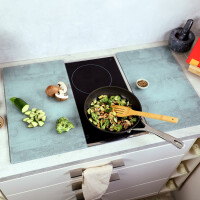 KESPER | Glasschneideplatte/Herdabeckplatte/Buffetplatte, Material: ESG-Sicherheitsglas, Maße: 50 x 28,5 cm, Stärke: 0,4 cm, Fußhöhe: 3 mm, Motivfolie: Beton Grau | 37540 13