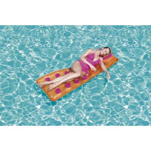 Bestway 43015 Luftmatratze Beach Bed | Aufblasbare Pool Liege 188 x 71 cm mit Kopflehne | Badespaß fürs Wasser (orange)