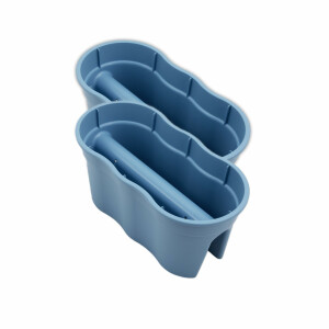 KHW | Flowerclip XL 2er-Set | Meerblau | Pflanzgefäße für Balkon- & Geländerbegrünung | wetterfest & UV-beständig | Zwei Pflanzkammern | für Geländer Ø bis 6 cm | dekorativ & stabil | Made in Germany
