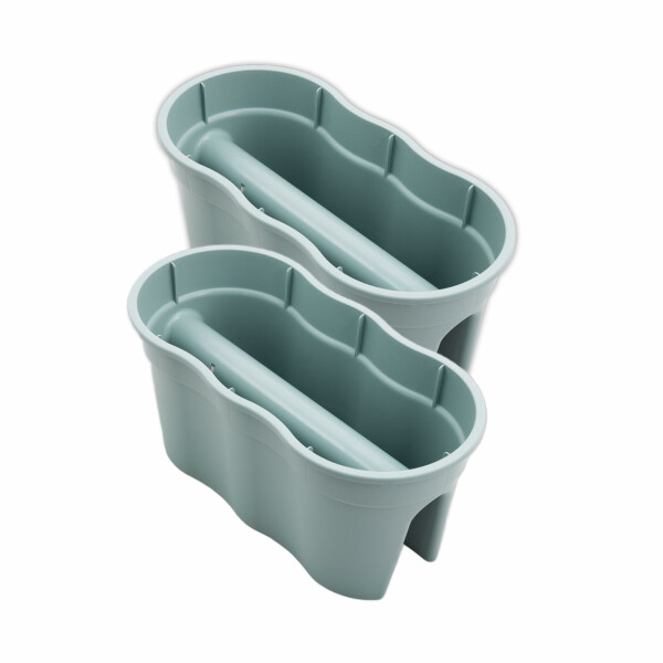 KHW | Flowerclip XL 2er-Set | Mintgrün | Pflanzgefäße für Balkon- & Geländerbegrünung | wetterfest & UV-beständig | Zwei Pflanzkammern | für Geländer Ø bis 6 cm | dekorativ & stabil | Made in Germany