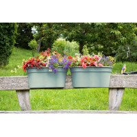 KHW | Flowerclip XL 2er-Set | Mintgrün | Pflanzgefäße für Balkon- & Geländerbegrünung | wetterfest & UV-beständig | Zwei Pflanzkammern | für Geländer Ø bis 6 cm | dekorativ & stabil | Made in Germany