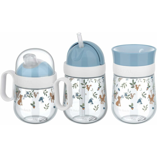 Mepal - Mio Trinklernbecher-Set 3-teilig - Antitropf-Henkelbecher 200 ml - 360° Trinklernbecher 300 ml - Strohhalmbecher 300 ml - Lernbecher für Kinder ab 6 Monaten - Auslaufsicher - Forest Friends