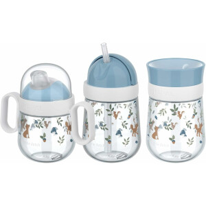 Mepal - Mio Trinklernbecher-Set 3-teilig - Antitropf-Henkelbecher 200 ml - 360° Trinklernbecher 300 ml - Strohhalmbecher 300 ml - Lernbecher für Kinder ab 6 Monaten - Auslaufsicher - Forest Friends
