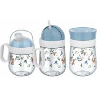 Mepal - Mio Trinklernbecher-Set 3-teilig - Antitropf-Henkelbecher 200 ml - 360° Trinklernbecher 300 ml - Strohhalmbecher 300 ml - Lernbecher für Kinder ab 6 Monaten - Auslaufsicher - Forest Friends