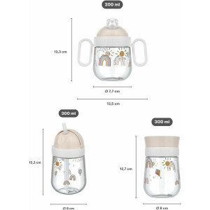 Mepal - Mio Trinklernbecher-Set 3-teilig - Antitropf-Henkelbecher 200 ml - 360° Trinklernbecher 300 ml - Strohhalmbecher 300 ml - Lernbecher für Kinder ab 6 Monaten - Auslaufsicher - Fairy Garden