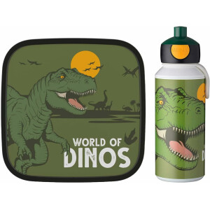 Mepal | Lunch-Set XL Campus | Bentobox groß & Trinkflasche | Spülmaschinenfest | 400 & 1300 ml | Mit Fächern, Gabel & Clip-Verschluss | Perfekt für Snacks & Mahlzeiten | Dino