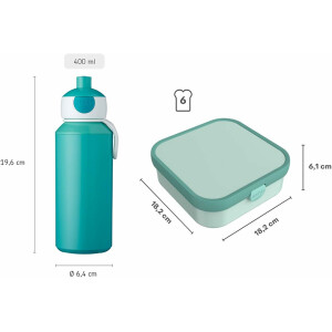 Mepal | Lunch-Set XL Campus | Bentobox groß & Trinkflasche | Spülmaschinenfest | 400 & 1300 ml | Mit Fächern, Gabel & Clip-Verschluss | Perfekt für Snacks & Mahlzeiten | Dino