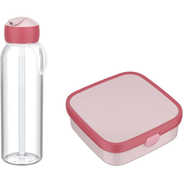 Mepal - Pausenset XL Campus - Set für Kinder mit großer Bento Brotdose und Flip-Up Wasserflasche - Lunch-Set für die Schule oder unterwegs - Spülmaschinenfest - 1300 + 500 ml - Cool Pink