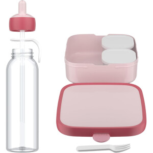 Mepal - Pausenset XL Campus - Set für Kinder mit großer Bento Brotdose und Flip-Up Wasserflasche - Lunch-Set für die Schule oder unterwegs - Spülmaschinenfest - 1300 + 500 ml - Cool Pink