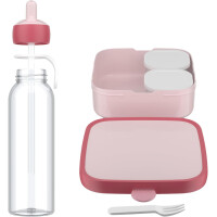 Mepal - Pausenset XL Campus - Set für Kinder mit großer Bento Brotdose und Flip-Up Wasserflasche - Lunch-Set für die Schule oder unterwegs - Spülmaschinenfest - 1300 + 500 ml - Cool Pink