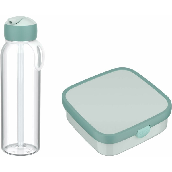 Mepal - Pausenset XL Campus - Set für Kinder mit großer Bento Brotdose und Flip-Up Wasserflasche - Lunch-Set für die Schule oder unterwegs - Spülmaschinenfest - 1300 + 500 ml - Cool Mint