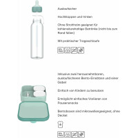 Mepal - Pausenset XL Campus - Set für Kinder mit großer Bento Brotdose und Flip-Up Wasserflasche - Lunch-Set für die Schule oder unterwegs - Spülmaschinenfest - 1300 + 500 ml - Cool Mint