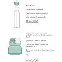 Mepal - Pausenset XL Campus - Set für Kinder mit großer Bento Brotdose und Pop-Up Wasserflasche - Lunch-Set für die Schule oder unterwegs - Spülmaschinenfest - 1300 + 500 ml - Cool Blue