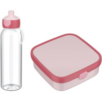 Mepal - Pausenset XL Campus - Set für Kinder mit großer Bento Brotdose und Pop-Up Wasserflasche - Lunch-Set für die Schule oder unterwegs - Spülmaschinenfest - 1300 + 500 ml - Cool Pink