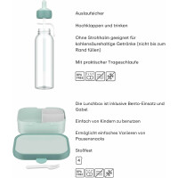 Mepal - Pausenset Campus - Set für Kinder mit Bento Brotdose und Flip-Up Wasserflasche - Lunch-Set für die Schule oder unterwegs - Spülmaschinenfest - 750 + 500 ml - Cool Pink