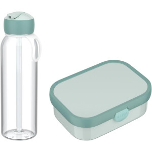 Mepal - Pausenset Campus - Set für Kinder mit Bento Brotdose und Flip-Up Wasserflasche - Lunch-Set für die Schule oder unterwegs - Spülmaschinenfest - 750 + 500 ml - Cool Mint