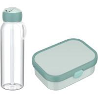 Mepal - Pausenset Campus - Set für Kinder mit Bento Brotdose und Flip-Up Wasserflasche - Lunch-Set für die Schule oder unterwegs - Spülmaschinenfest - 750 + 500 ml - Cool Mint