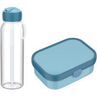 Mepal - Pausenset Campus - Set für Kinder mit Bento Brotdose und Flip-Up Wasserflasche - Lunch-Set für die Schule oder unterwegs - Spülmaschinenfest - 750 + 500 ml - Cool Blue