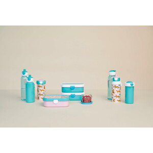 Mepal - Pausenset Campus - Set für Kinder mit Bento Brotdose und Pop-Up Wasserflasche - Lunch-Set für die Schule oder unterwegs - Spülmaschinenfest - 750 + 500 ml - Cool Mint