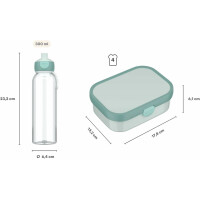 Mepal - Pausenset Campus - Set für Kinder mit Bento Brotdose und Pop-Up Wasserflasche - Lunch-Set für die Schule oder unterwegs - Spülmaschinenfest - 750 + 500 ml - Cool Mint