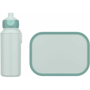 Mepal - Pausenset Campus - Set für Kinder mit Pop-up Trinkflasche & Lunch Box - Lunch-Set für die Schule oder unterwegs - Spülmaschinenfest - 400 + 750 ml - Cool mint