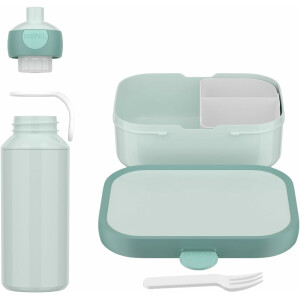 Mepal - Pausenset Campus - Set für Kinder mit Pop-up Trinkflasche & Lunch Box - Lunch-Set für die Schule oder unterwegs - Spülmaschinenfest - 400 + 750 ml - Cool mint