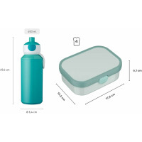 Mepal - Pausenset Campus - Set für Kinder mit Pop-up Trinkflasche & Lunch Box - Lunch-Set für die Schule oder unterwegs - Spülmaschinenfest - 400 + 750 ml - Cool mint